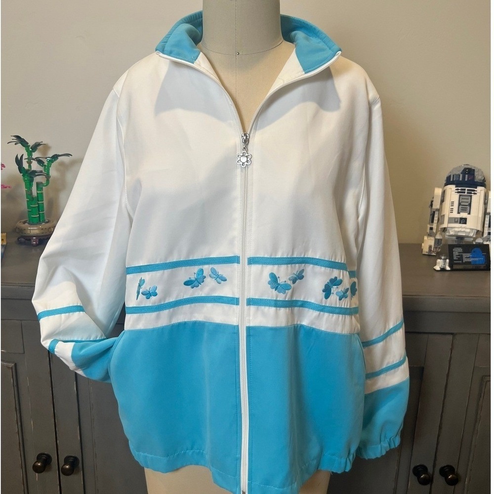 Vintage Y2K Women's Windbreaker Jacket - Size 12 - Butterfly's